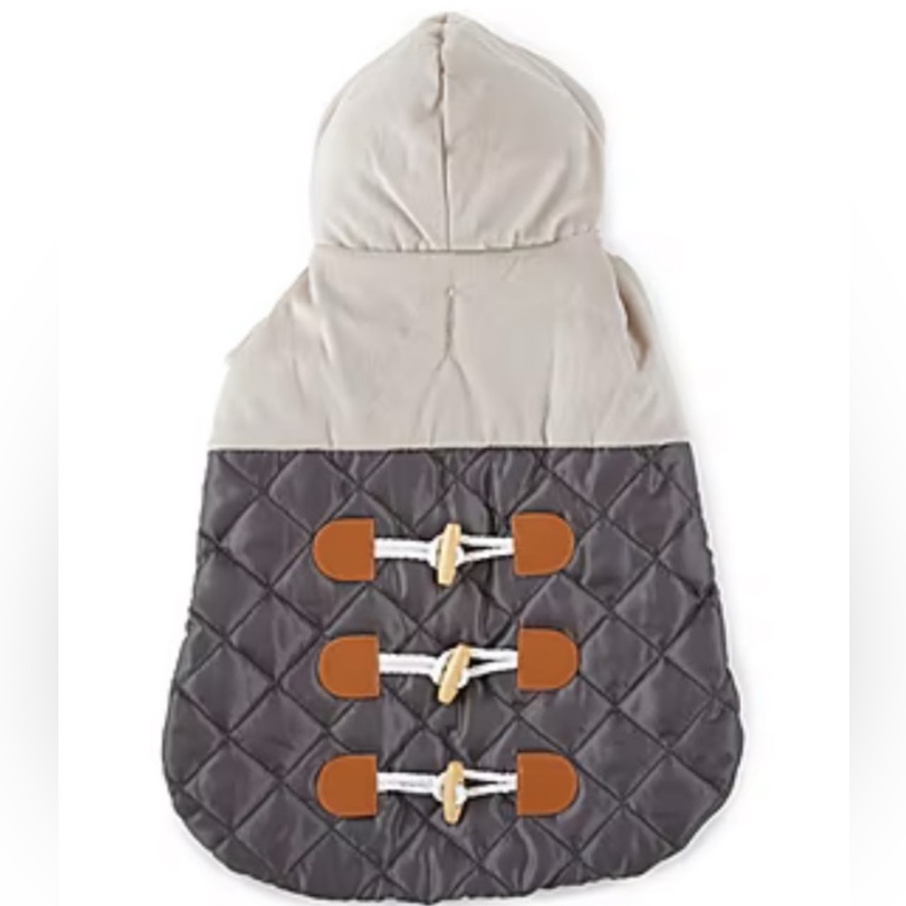 PAW 🐾 & TAIL QUILTED HOODED GRAY DOG 🐶 JACKET SIZE MEDIUM 🌟NWT🌟
